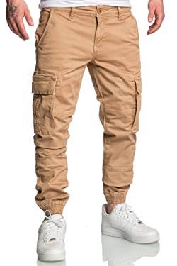 REPUBLIX Herren Jogger Cargo Chino Jeans Hose R7020 Beige W36 von REPUBLIX