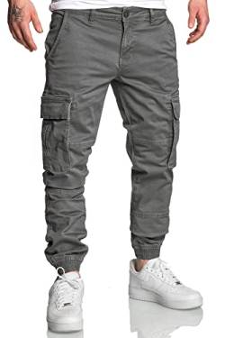 REPUBLIX Herren Jogger Cargo Chino Jeans Hose R7020 Dunkelgrau W32 von REPUBLIX