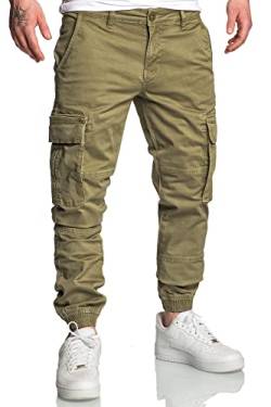 REPUBLIX Herren Jogger Cargo Chino Jeans Hose R7020 Olive W30 von REPUBLIX