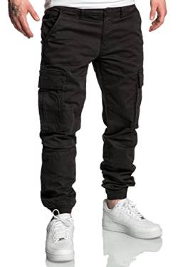 REPUBLIX Herren Jogger Cargo Chino Jeans Hose R7020 Schwarz W31 von REPUBLIX