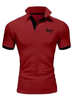 REPUBLIX Herren Poloshirt Basic Kontrast Stickerei Kragen Kurzarm Polohemd T-Shirt R-0056 Bordeaux/Schwarz 3XL von REPUBLIX