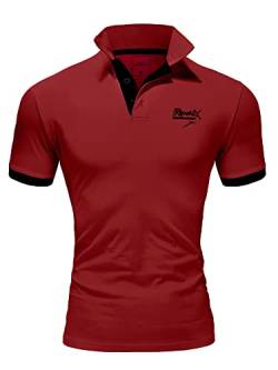 REPUBLIX Herren Poloshirt Basic Kontrast Stickerei Kragen Kurzarm Polohemd T-Shirt R-0056 Bordeaux/Schwarz S von REPUBLIX
