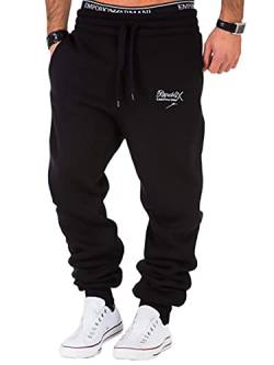 REPUBLIX Herren Sporthose Jogger Jogginghose Sweatpants Trainingshose R-0052 Schwarz M von REPUBLIX