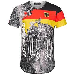 REPUBLIX Länder Em WM Oversize Herren Crew Neck Shirt Sommer T-Shirt Rundhals-Ausschnitt R-0048 Deutschland Schwarz XXL von REPUBLIX