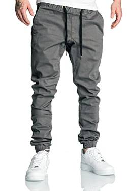 REPUBLIX Lässige Herren Cargo Jogger Chino Hose Pants Mit Stretch R0702 Dunkelgrau W32 von REPUBLIX