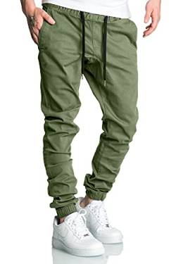 REPUBLIX Lässige Herren Cargo Jogger Chino Hose Pants Mit Stretch R0702 Olive W34 von REPUBLIX