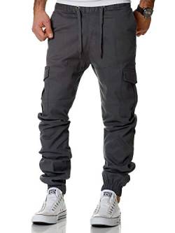 REPUBLIX Lässige Herren Cargo Jogger Chino Hose Pants Mit Stretch R0706 Anthrazit W29 von REPUBLIX