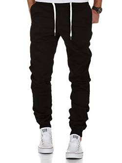 REPUBLIX Lässige Herren Cargo Jogger Chino Hose Pants Mit Stretch R7002 Schwarz W33 von REPUBLIX