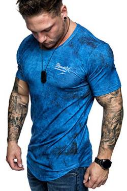 REPUBLIX Oversize Herren Crew Neck Body-Fit Marble Design Shirt Sommer T-Shirt Rundhals-Ausschnitt R-0034 Royalblau XL von REPUBLIX
