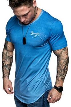 REPUBLIX Oversize Herren Crew Neck Body-Fit Waterfall Design Shirt Sommer T-Shirt Rundhals-Ausschnitt R-0037 Royalblau/Türkis L von REPUBLIX