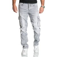 REPUBLIX Straight-Jeans Jeans Hose Herren Regular Fit Denim Cargo Jeans Hose von REPUBLIX