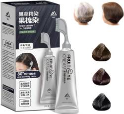 2 Box Xusheng Black Fruit Färbecreme, natürliches Frucht-Haarfärbemittel, Pflanzenextrakt-Haarfärbe-Essenz, Haarfärbe-Shampoo 3 in 1 mit Kamm für Männer und Frauen (Kastanienbraun) von REPWEY