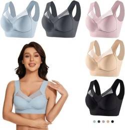 2023 BHs für Damen, Übergröße, formend, ohne Bügel, ohne Stahlrand, Tank-Top, formende Unterwäsche, Spitze, bequeme, nahtlose Sport-BHs (L, Rosa) von REPWEY