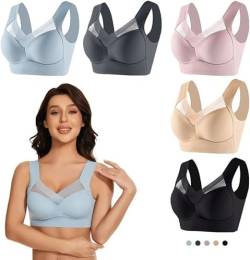 2023 Bras for Women Plus Size Shaping Wirefree Without Steel Rim Tank Top Shaping Underwear Lace Comfy Seamless Sports Bras (3XL, Light-blue) von REPWEY