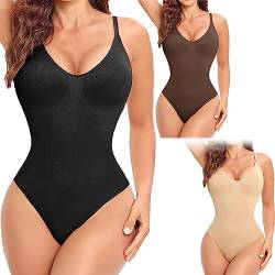 COLORIVE Ion Sculpting Bodysuit with Snaps,Shapewear Bodysuit for Women Tummy Control,Sexy Ribbed Sleeveless Shapewear Tank Tops Bodysuits (3XL, Black) von REPWEY