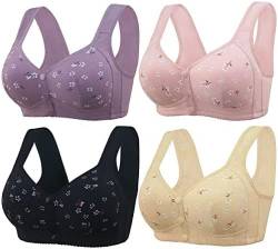 Fiona Charm Daisy Bra for Elderly,Lisa Charm Bras Front Snaps Seniors,Comfortable Breathable Full Coverage Bras,Cotton Plus Size Bras (3XL, Beige) von REPWEY