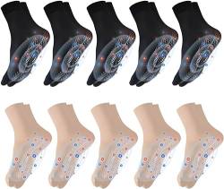 Turmalin Ionic Body Shaping Stretch-Socken, Rapid Detox & Turmalin Ionic Body Shaping Stretch-Socken Fußmassage Thermotherapeutische Socke (5*Schwarz+5*Hautton) von REPWEY