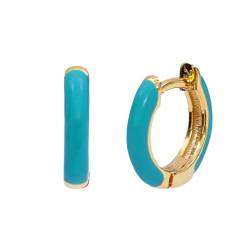Kleine Goldene Creolen Ohrringe für Damen, 18 Karat Vergoldete Leichte | Hypoallergene Ohrringe aus Emaille Geschenke für Mädchen von REQAG