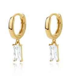 Ohrringe Damen, Creolen Gold für Frauen Weißes Gold Ohrringe Kreolen Gold für Mädchen und Männer 2PCS von REQAG