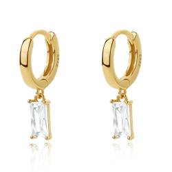 Ohrringe Damen mit Weiß Gold, Creolen Gold für Frauen Ohrringe Kreolen Gold für Mädchen und Männer 2PCS von REQAG