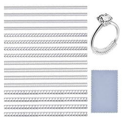 REQAG 16 Stück Ringverkleinerer Unsichtbar Transparent Lose Ringgröße Einsteller Schmuckmaß für Frau Trauringe (4 Größen) von REQAG