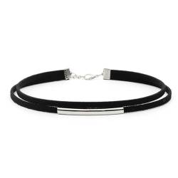 REQAG Punk geschichtet Halskette Silber Bar Choker Black Velvet Halsketten Kette für Frauen und Mädchen Choker Halskette Silber Schwarz Samt Statement Kragen Halsketten für Frauen und Mädchen von REQAG