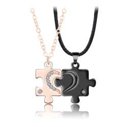 REQAG Puzzle-Halskette, romantisches Geschenk für Paar Herren Damen er sie, 2 passende Liebe Halsketten, Valentinstag und Geburtstag Geschenk von REQAG