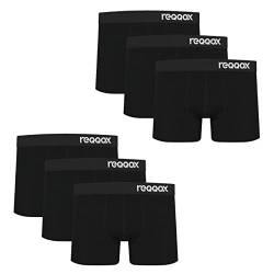 REQQOX Herren Boxershorts 6er Pack aus Baumwolle | qualitative Unterwäsche, Unterhose | Retroshorts atmungsaktiv | 6 x Schwarz L von REQQOX