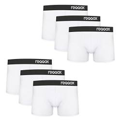 REQQOX Herren Boxershorts 6er Pack aus Baumwolle | qualitative Unterwäsche, Unterhose | Retroshorts atmungsaktiv | 6 x Weiß L von REQQOX