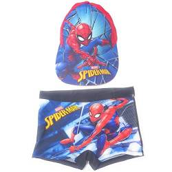 Spiderman Badeanzug für Strand oder Pool + Spiderman Cap für Kinder | Spiderman Badeanzug Typ Boxershorts + verstellbare Kappe Spiderman, Schwarz , 8 Jahre von REQUETEGUAY