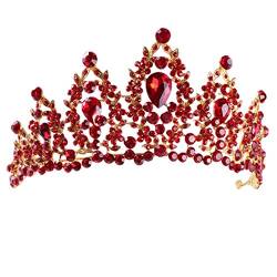 RETYLY Rot Festumzug Hochzeit Kristall Tiaras und Kronen Braut Strass Tiaras Kronen Haarschmuck Frauen Maedchen Haarband von RETYLY