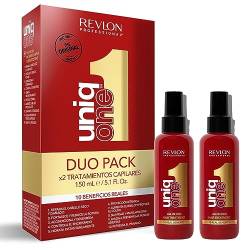 Revlon Professional UniqOne Duo Thermo-Haarschutz, feuchtigkeitsspendende Behandlung für Haarspray, ohne Aufhellen, klassischer Duft, 2 x 150 ml von REVLON PROFESSIONAL