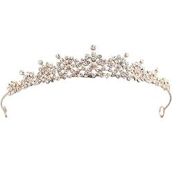 Hochzeit Braut Kristall Tiara, Mit Inlay Kristallblume Braut Hochzeit Diadem,Vintage Hochzeit Kopfbedeckungen Bräute Stirnbänder Hochzeit Haarschmuck (Roségold) von REYOK