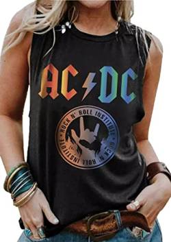 Rock N' Roll Institute Tank Top für Frauen Retro Country Music Shirt Rock Konzert Band Tees Cool Graphic Sleeveless Top, Grau, Klein von RFBIQI