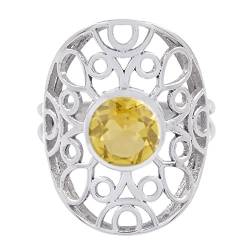 schöne Edelsteine ​​runden facettierten Citrin Ring - solid Silber gelb Citrin schöne Edelsteine ​​Ring - Schmuck Zubehör gut verkaufen Geschäfte Geschenk für Frauen wickeln Ring von RGPL