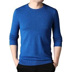 RGVV Herren Sweatshirt, Herren Strickpullover Langarm Strickpullover Rundhals Pullover Pullover Königsblau Warmer Strickpullover Oberteile Übergangspullover Oberteil Für Herbst Winter,XL von RGVV