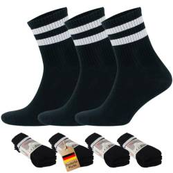 RHODEA - Tennissocken Herren & Damen Unisex 39-42 | 43-46 - 12er-Pack Weiß & Schwarz Gestreifte Sportsocken - 80% Baumwolle, Hervorragende Passform für Sport, Ideal für den täglichen Gebrauch von RHODEA