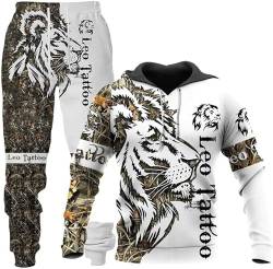 RIAAJ Unisex 3D Wolf Druck Hoodie Herren Jogginganzug Unisex Sweatshirts Hoody + Hose Sets (F12,5XL) von RIAAJ