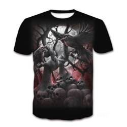 Totenkopf Herren Sommer T-Shirt Rundhals-Ausschnitt Slim Fit Männer Totenkopf T-Shirt (Gothic1,XL) von RIAAJ