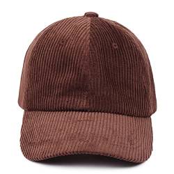 Lässige Baseballkappe, Sonnenblende, Cord, kariert, Leopardenmuster, verstellbar, Baseball Cap - Cord Brown, Einheitsgröße von RIAH FASHION