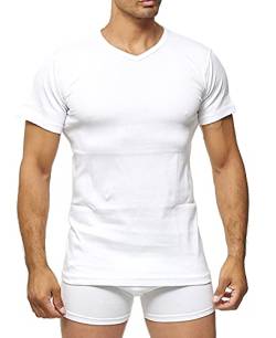 RIBA 2'er Pkt T-Shirts für Herren mit V-Ausschnitt, vielseitige T-Shirt aus 90% Baumwolle, 10% Elasthan, weiche Muskel-T-Shirts (Weiß, 5XL) von RIBA