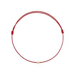 RIBAS JEWELLERY Handmade Gold String Bracelet with Diamond 0.04carat (Red String, Yellow Gold) von RIBAS JEWELLERY