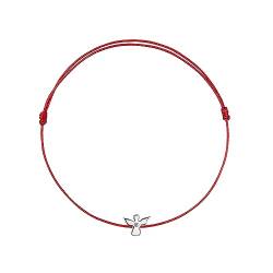 RIBAS JEWELLERY Handmade Gold String Bracelet with Diamond ANGEL (Red String, White Gold) von RIBAS JEWELLERY