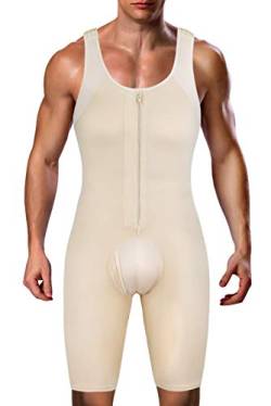 Herren Shapewear Bodysuit Full Body Shaper Bauchkontrolle Kompression Sauna Anzug Fitness Kompression Unterwäsche, Beige 1, Medium von RIBIKA