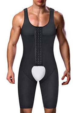 Herren Shapewear Bodysuit Full Body Shaper Bauchkontrolle Kompression Sauna Anzug Fitness Kompression Unterwäsche, Schwarz 1, Medium von RIBIKA