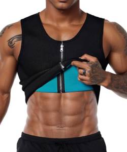 Ribika Herren Taillentrainer, Gewichtsverlust, Sauna Tank Top Sweat Vest Workout Running Shirt, Herren, schwarz, X-Large von RIBIKA