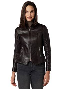 RICANO Abigale, Damen Lederjacke (Slim Fit), Lamm Nappa Echtleder (Schwarz, Braun, Cognac, Rot, Blau) (Braun, XS (34)) von RICANO