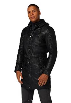 RICANO Arno, Herren Lederjacke (Slim Fit) / Lederparka aus Lamm Nappa echt Leder in Schwarz und Olive Grün (Schwarz, L) von RICANO