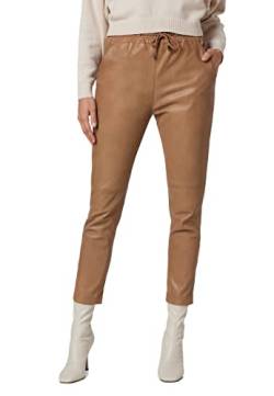 RICANO Carillo, Damen Lederhose aus echt Lamm Nappa Leder mit Gummizug in schwarz, Cognac oder Taupe (Taupe, M(38)) von RICANO