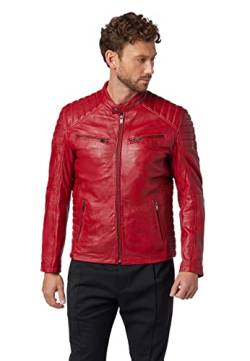 RICANO Cooper – Herren Biker Lederjacke (Slim Fit) - echtes Lamm Leder (XL, Rot) von RICANO